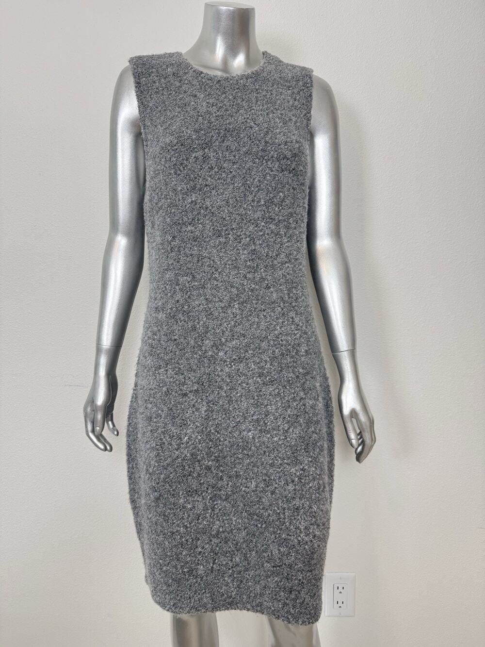 Donna Karan Stretch Wool Dress Women’s Medium Midi Sleeveless Gray